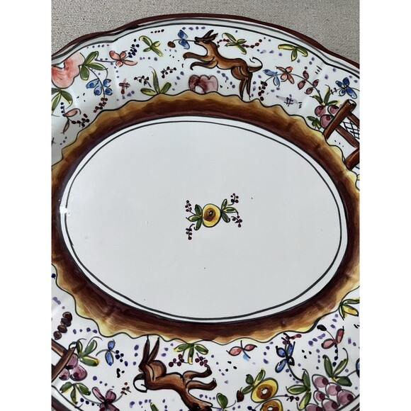 Vtg Holu Ceramic Pottery Portugal Large Tureen Underplate & Ladle Hand Painted - Picture 7 of 16